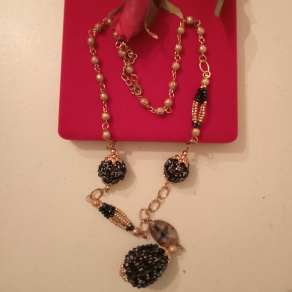 🎁 FREE GIFT INCLUDED 🎁 NWOT Beaded Onyx Necklace - Picture 4 of 15
